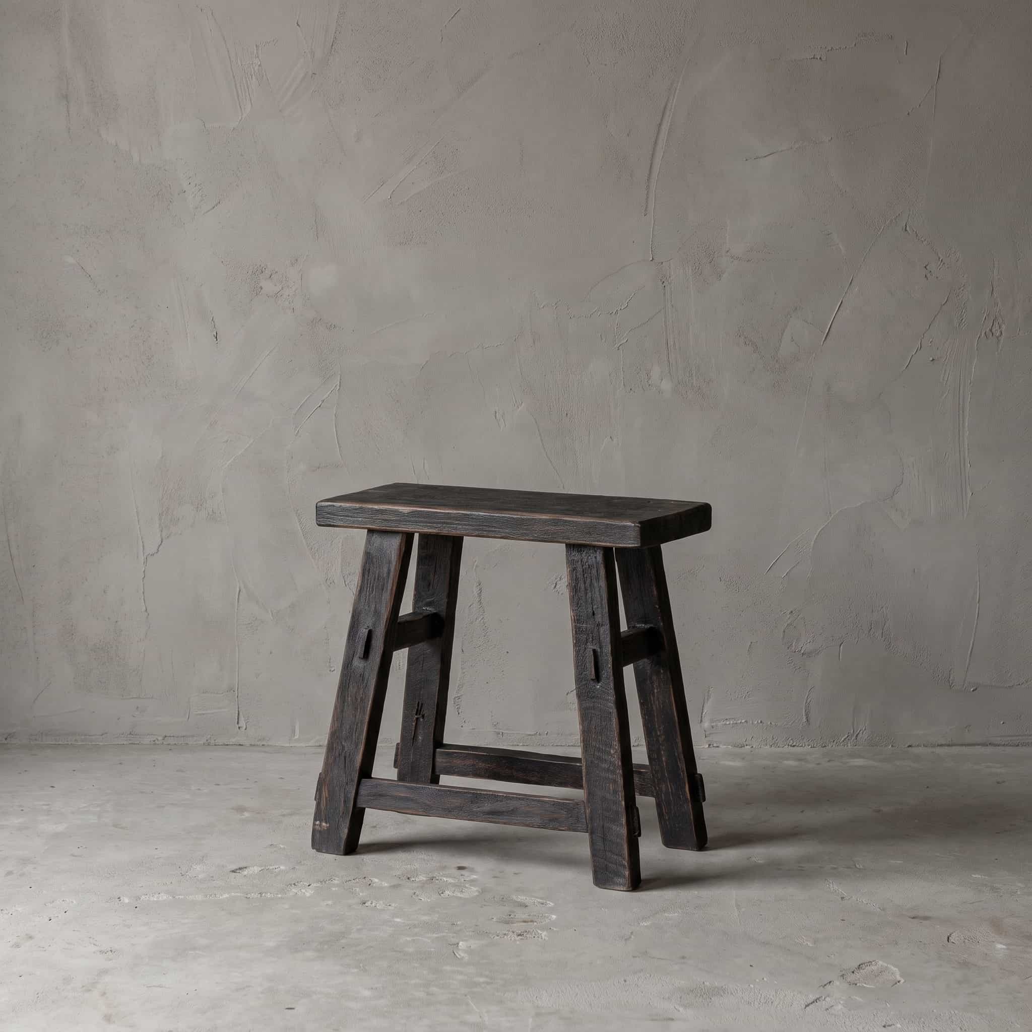 Bank School van gerecycled teak, Black Wash, schuin vooraanzicht van het blad op schuine poten