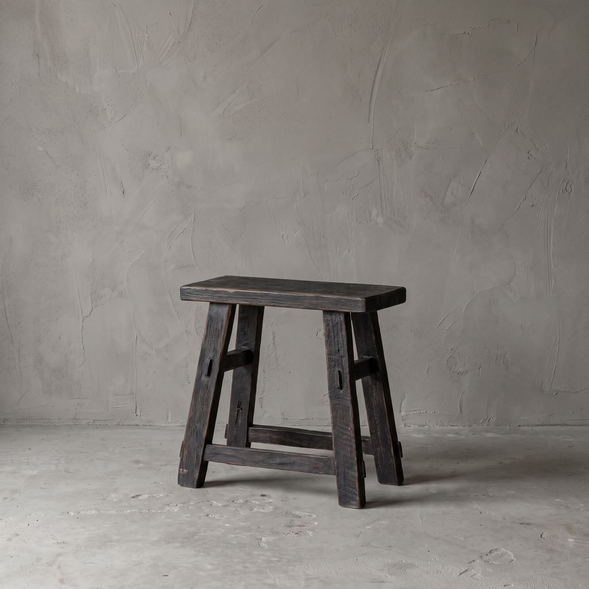 Bank School van gerecycled teak, Black Wash, schuin vooraanzicht van het blad op schuine poten